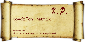 Kovách Patrik névjegykártya
